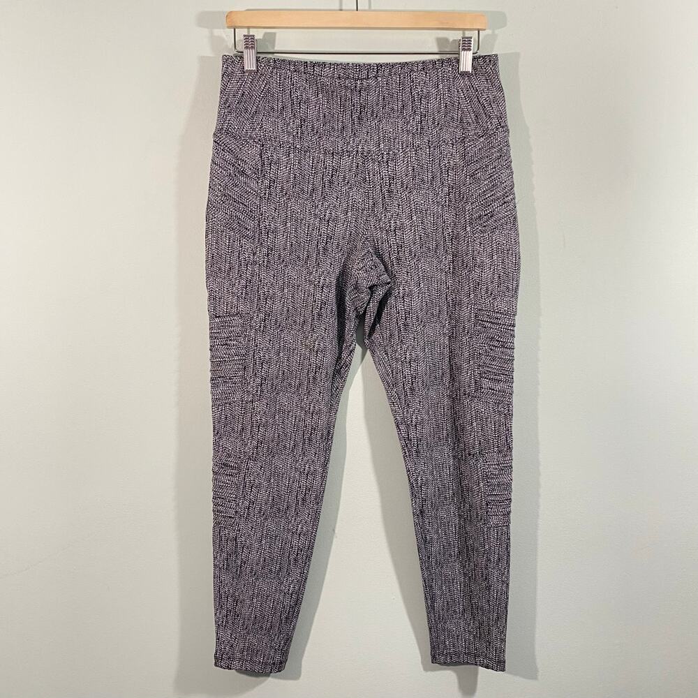 Athleta Women Grey Delancey Textured Zipper Hem Moto Tight Size L